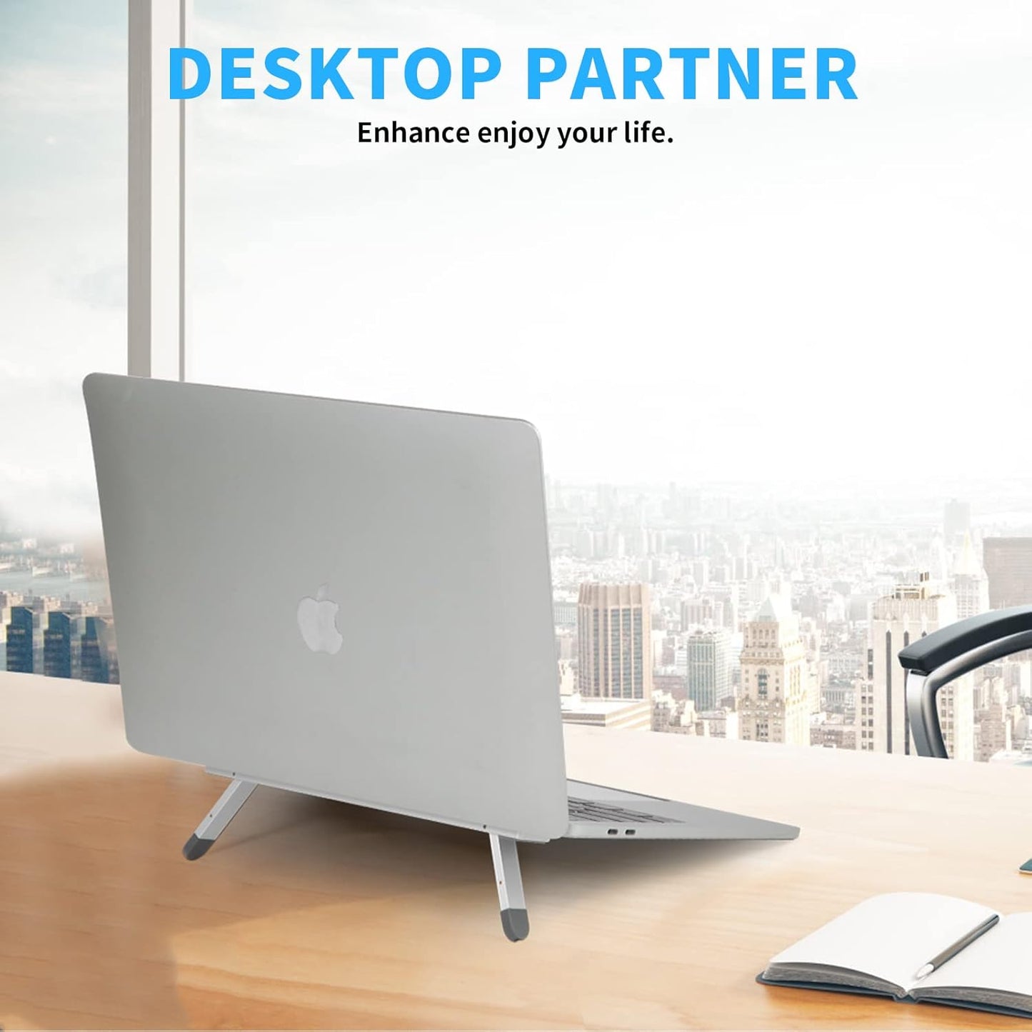 Riser for Desk,Pop up Laptop Stand,Adjustable Height Self-Adhesive Portable Laptop Stand with Feet, Extend Leg,Foldable Computer Stand for 10”-17” Models MacBook Air, Keyboard etc.