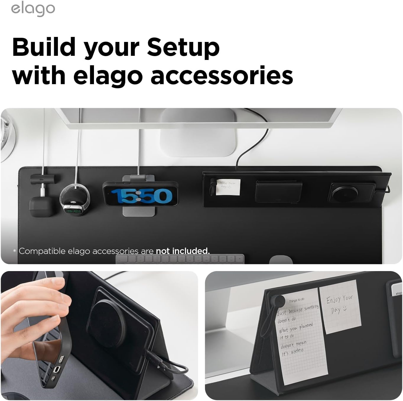 elago Smart Magnetic Desk Mat Compatible with All Magnetic Products -Paper Protector, Mouse Pad, Laptop, Non-Slip Top, Premium Waterproof Writing Pad for Office and Home (Stone [Large]