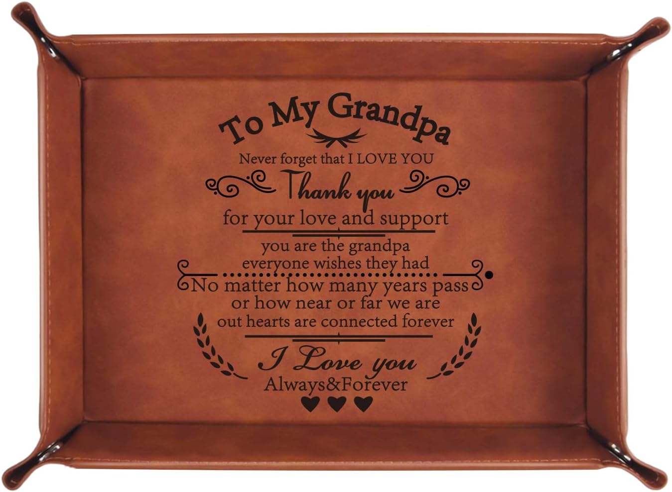 To My Dad Gifts,Leather Tray Engraved Personalized Gifts Unique Dad Birthday Gifts from Daughter Son,Valet Tray Desktop Storage Organizer (I know DAD)