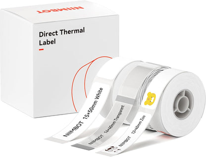 NIIMBOT White Cable Label Maker Tape for D11/D110/D101 Label Maker, 12.5 x 109 mm (0.49'' x 4.29''), 3 Rolls, Thermal Label for Home Office Labeling Tape Replacement