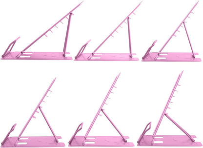 Honagu Metal Desk Book Holder, Hands Free Adjustable Cookbook & Document Holder, Portable Bookstand for Music Books, Textbooks, Recipes, Tablets & iPads (Purple)