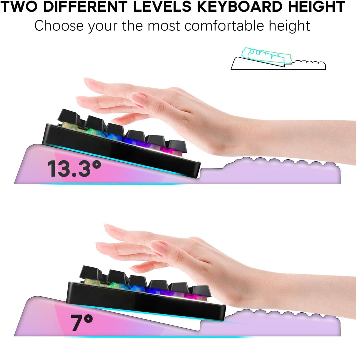 JIKIOU Keyboard Stand with Wrist Rest, Computer Keyboard Stand Pad with Non-Slip Base, Comfy Ergonomic Keyboard Riser Holder for Gaming Office Home 17.13x9.5 in Black