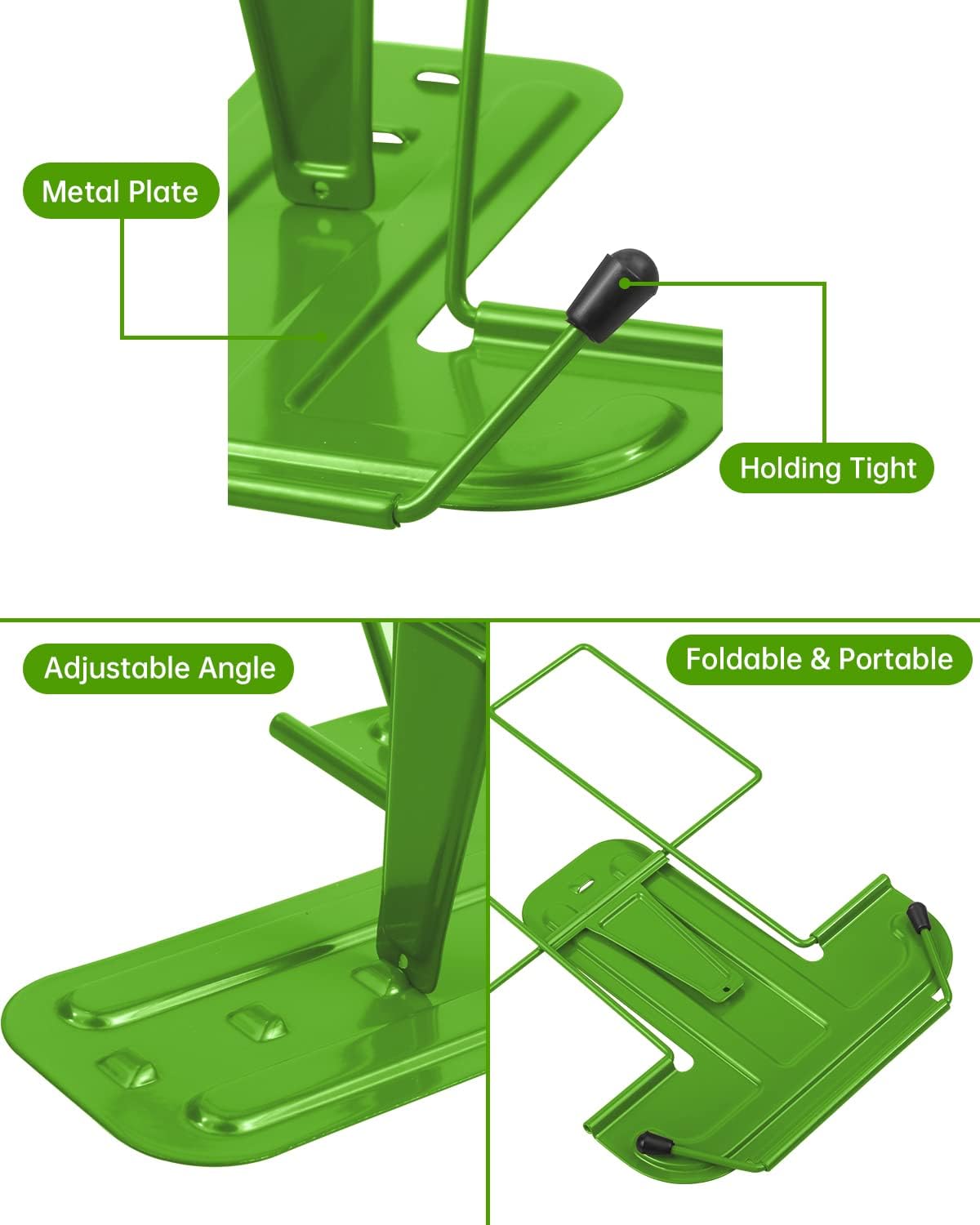 Honagu Book Stand for Reading, Adjustable Reading Rest Book Holder, Documents Holder, Sturdy Typing Stand for Recipes Textbooks Tablet Music Books (Green)