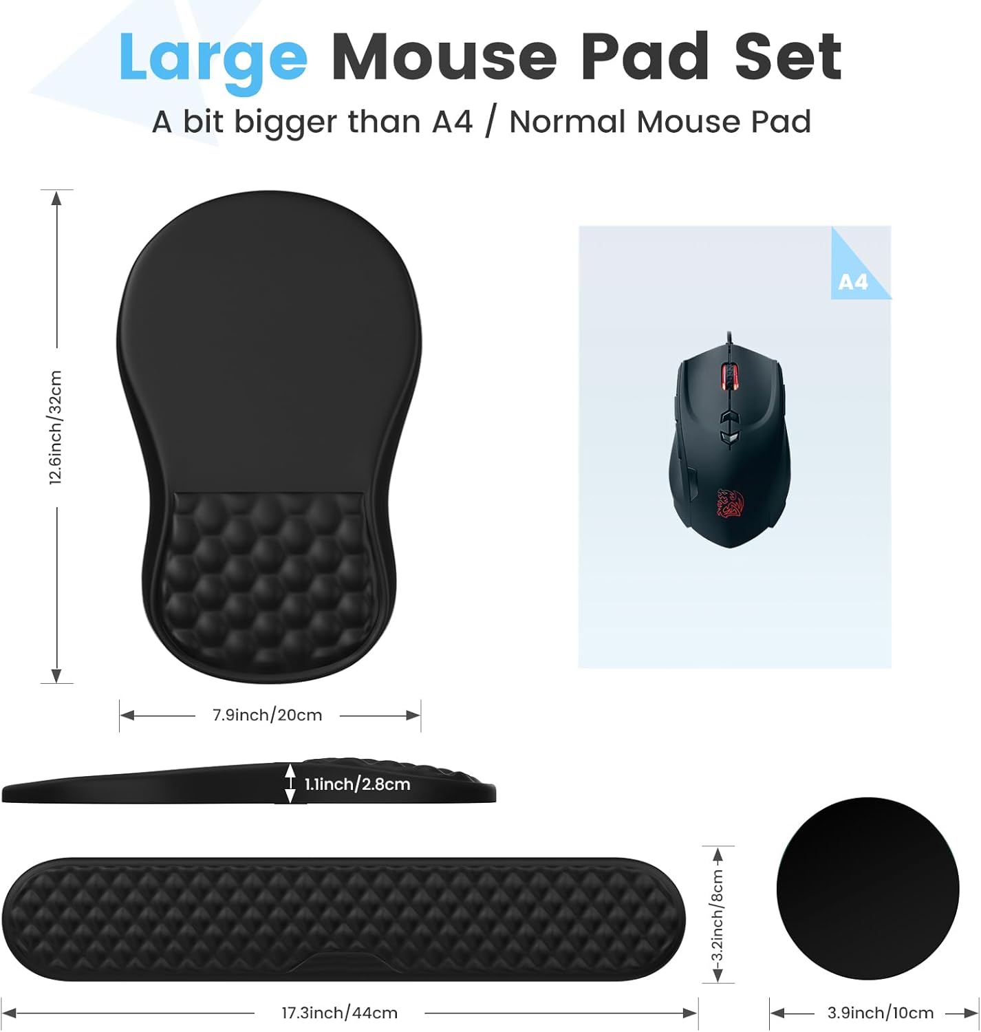HAOCOO Keyboard Wrist Rest, Ergonomic Mouse Pad with Wrist Rest, 3 in 1 Keyboard and Mouse pad with Coaster Set, Memory Foam Wrist Support, Non-Slip PU Base for Home Office, Rose Gold Pink