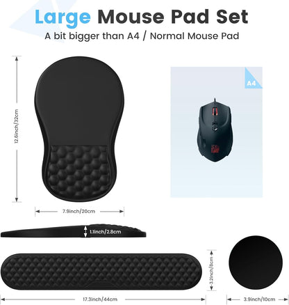 HAOCOO Keyboard Wrist Rest, Ergonomic Mouse Pad with Wrist Rest, 3 in 1 Keyboard and Mouse pad with Coaster Set, Memory Foam Wrist Support, Non-Slip PU Base for Home Office, Rose Gold Pink