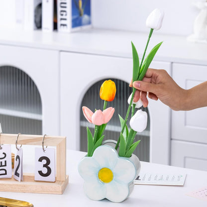 Pink Pencil Holder Pen Holder Office Desk Accessories Aesthetic Cute Flower Home Decor Makeup Brush Holder Vase Birthday Gifts for Women Vanity Toothbrush Holder Kawaii Kitchen Utensil Holder