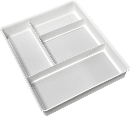 madesmart 4 Compartment Drawer Organizer, Multi Purpose Storage for Utensils, Office Tools, Cords, & Small Household Items, Tech Accessories, Arts & Crafts Supplies, Non Slip Lining, Granite