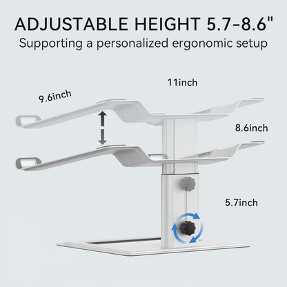 SOUNDANCE Adjustable Laptop Stand for Desk, Computer Stand, Ergonomic Laptop Riser Holder Compatible with 10 to 17.3 Inches Notebook PC Computer, Aluminum Silver