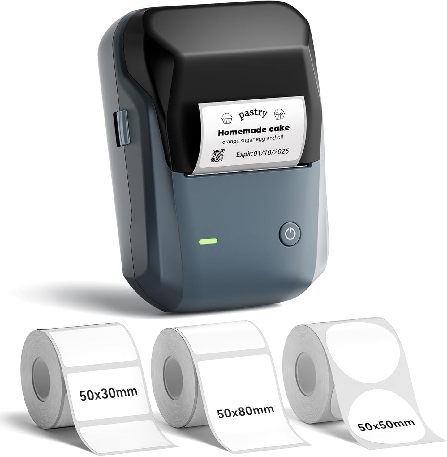 NIIMBOT B1 Label Maker Machine with Tape, 2 Inch Portable Label Printer, Bluetooth Thermal Label Printer with Multiple Templates for Small Business,Office,Home,School (Blue, 1 Printer+1 Roll Label)