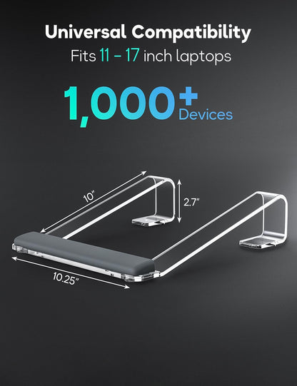 JCZT Aluminum Laptop Stand, Notebook Stand with Wrist Rest, Ergonomic Detachable Laptop Mount, Computer Stand Compatible with 10-17'' All Laptops Such as MacBook Air Pro/HP/Dell/Lenovo, Gold