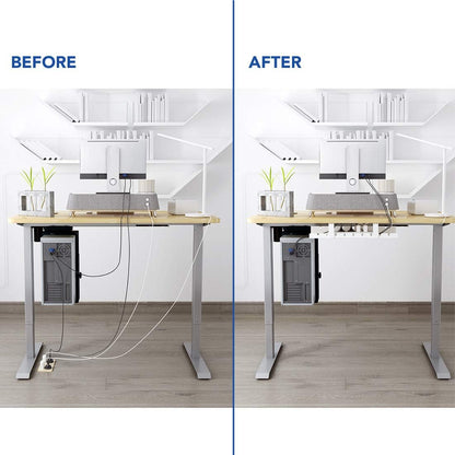 FLEXISPOT Under Desk Cable Management Tray, Metal Raceway Wires Cable Tidy Organizer, Office and Home Cable Tray Use for Standing Desk (Black)