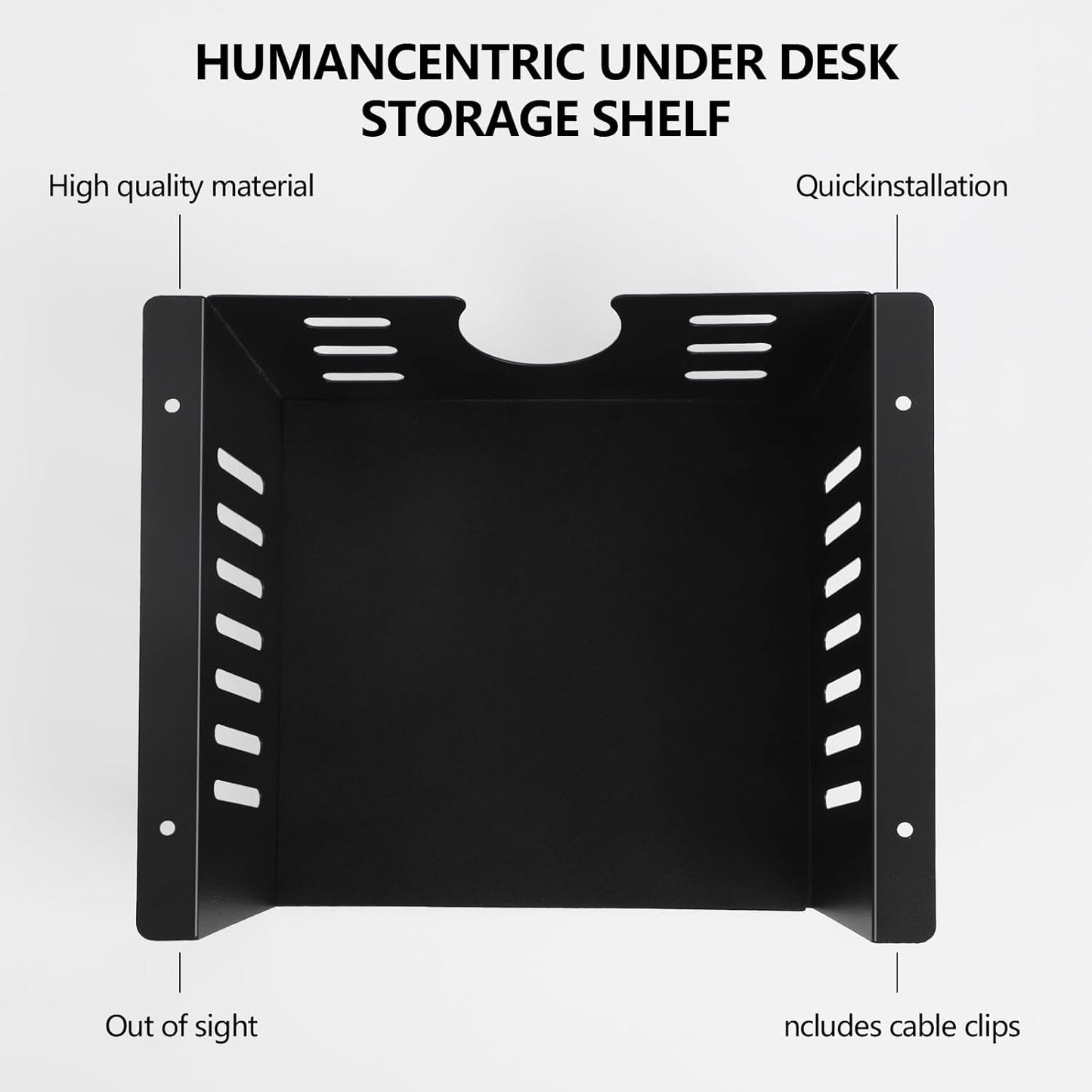 2 Pack Under Desk Shelf - Under Desk Storage Shelf Metals,Under Desk Organizer - Black Under Shelf Storage for Office Tables & Workstations（11 Inch）