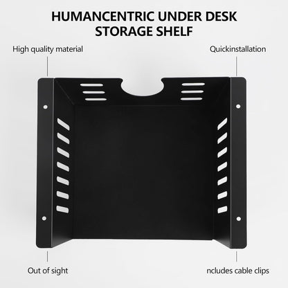 2 Pack Under Desk Shelf - Under Desk Storage Shelf Metals,Under Desk Organizer - Black Under Shelf Storage for Office Tables & Workstations（11 Inch）