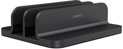 JOKItech Dual Aluminum Vertical Laptop Stand Organizer, Sturdy Notebook Computer Holder Stand Compatible with New Liquid Retina XDR Apple MacBook Air/Pro/Neo, Mac mini & iPad Pro - Black