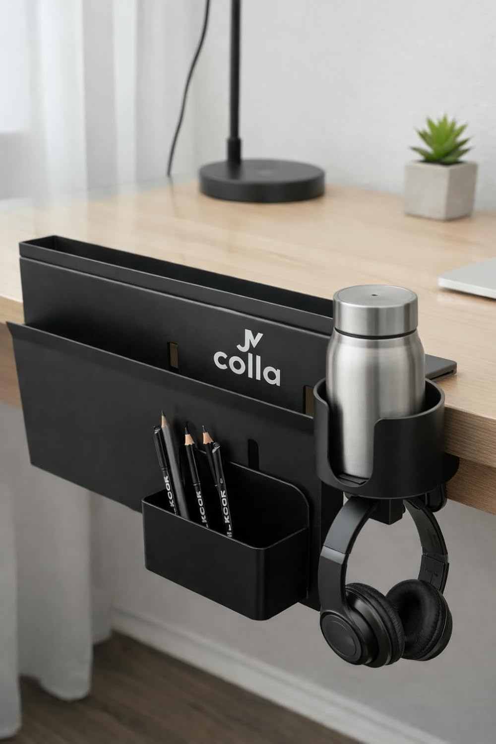 Desk Side Storage Organizer Clamp On – Side Desk Organizer Kit with Cup Holder, Magnetic Cable Organizer & Accessory Magnet, Hanging Desk Organizer for Home Office & Standing Desk