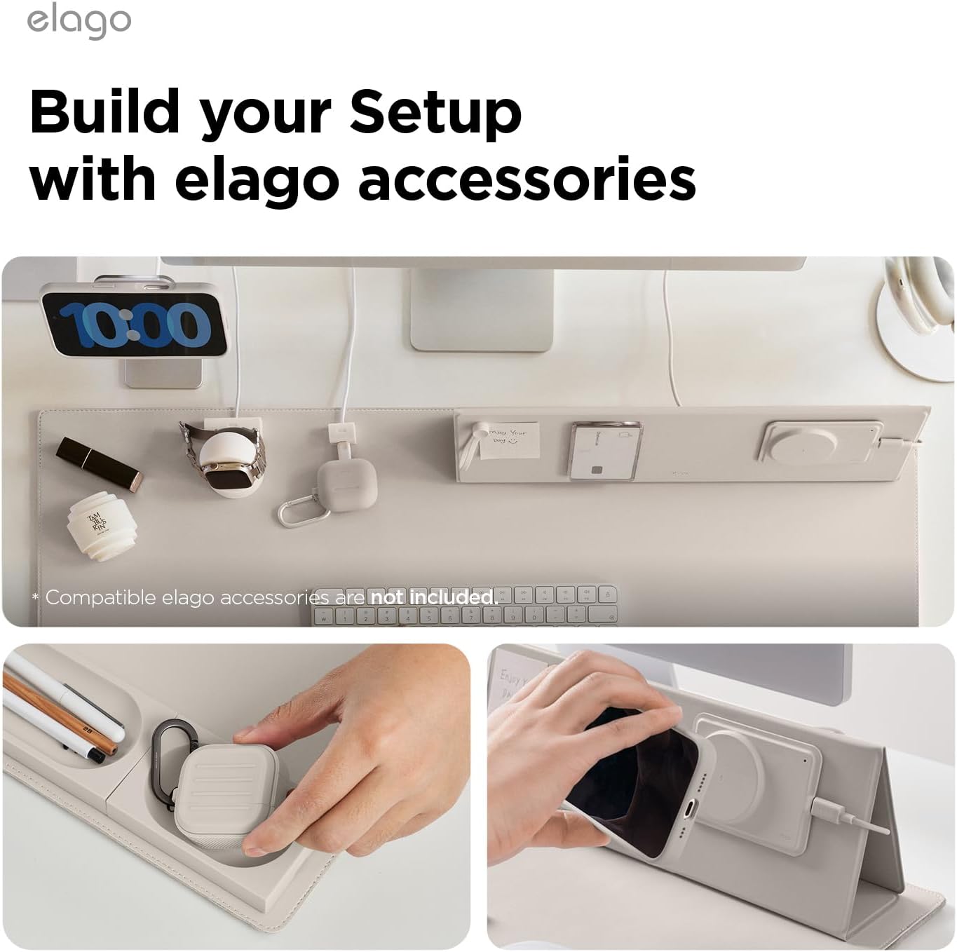 elago Smart Magnetic Desk Mat Compatible with All Magnetic Products -Paper Protector, Mouse Pad, Laptop, Non-Slip Top, Premium Waterproof Writing Pad for Office and Home (Stone [Large]