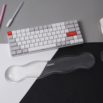 Ergonomic Clear Gel Wrist Rest for Computer Keyboard - Non-Slip Crystal Gel Pad, Soft Comfortable Support, Washable, Office Gaming Wrist Pain Relief