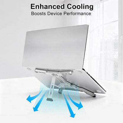 Laptop Stand for Desk, Ergonomic Portable Laptop Stand, Riser Holder Notebook Stands, Foldable Aluminum Computer Stand with Air, Pro, More 10-16” Laptops, Tablets, Phone