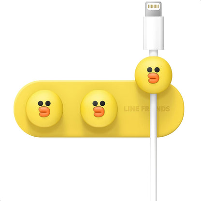 elago | LINE Friends Magnetic Cable Management Buttons, Organize 3 Cables, Powerful Magnets, Reusable Sticker Attaches to Surface, Desk Organization (Brown)