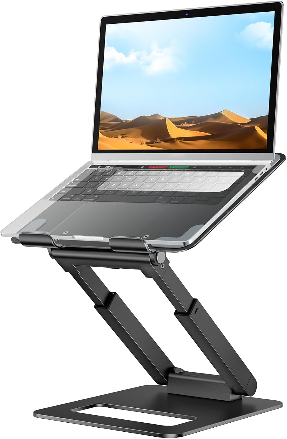 tounee Laptop Stand for Desk Adjustable Height, Telescopic Computer Stand with Pull Out Design Ergonomic Laptop Riser Fits All Laptops 10-17"-Silver