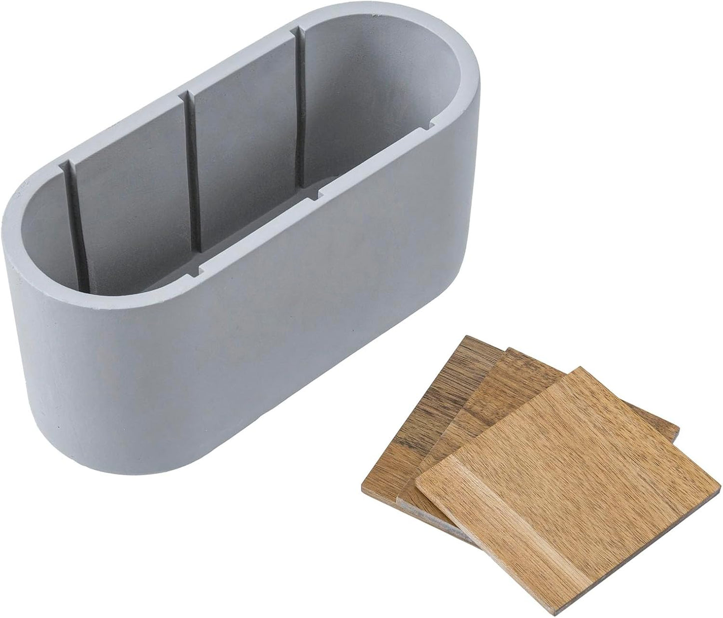 MyGift Pen Holder Pencil Holder For Desk Desktop Pen Cup Holder Gray Concrete 3.5 Inch Round Modern Office Desk Organizer