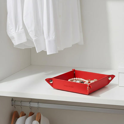 UnionBasic Medium Valet Tray, Jewelry Tray for Rings Watches Earrings, Entryway Catchall Caddy for Coins Keys Change, Nightstand Bedside Valet Holder, Trays for Electronic Gadgets, Candy Pink Plus - Colors A