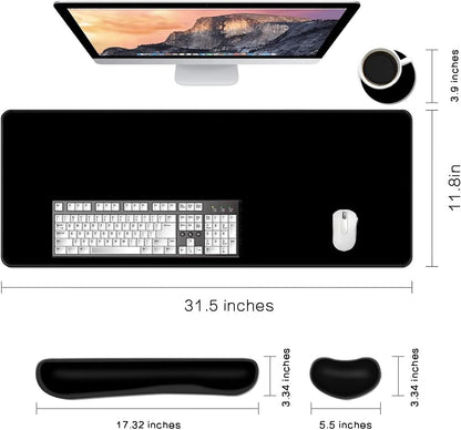 MIBITRI Keyboard Mouse Pad Set, Extended Gaming Mouse Pad+Ergonomics Keyboard Wrist Rest Support, Memory Foam, Easy Typing Pain Relief, 4Pcs XXL Ultra Thick Desk Mat, Enchanted Bookshelf