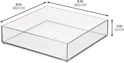 iDesign Plastic Makeup Drawer Organizer Tray - Vanity Organizer or Desk Drawer Organizer - Set of 2 - Clear