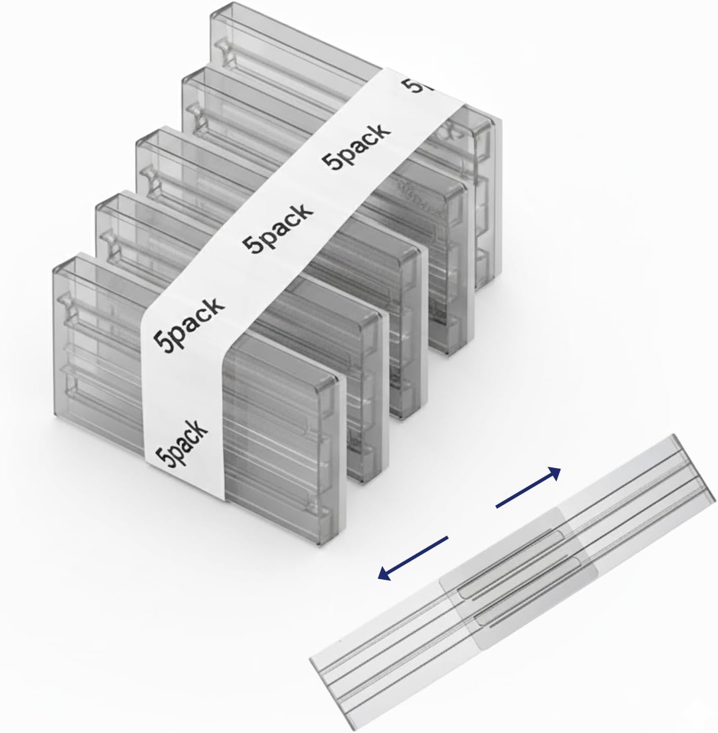 Smoky Gray Drawer Dividers with Non-Slip Adhesive, 5 Pack Adjustable Drawer Dividers for Clothes & Makeup, 3.15" Deep Plastic Drawer Separators for Dresser, Office Desk & Bathroom Cabinet