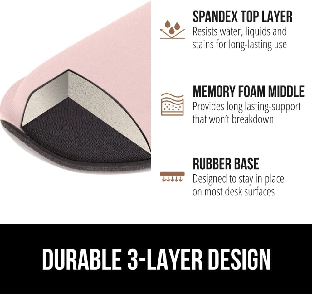 GORILLA GRIP Silky Memory Foam Wrist Rest for Computer Keyboard, Mouse, Ergonomic Design for Typing Pain Relief, Desk Pads Support Hand and Arm, Mousepad Rests, Stain Resistant, 2 Piece Pad, Black