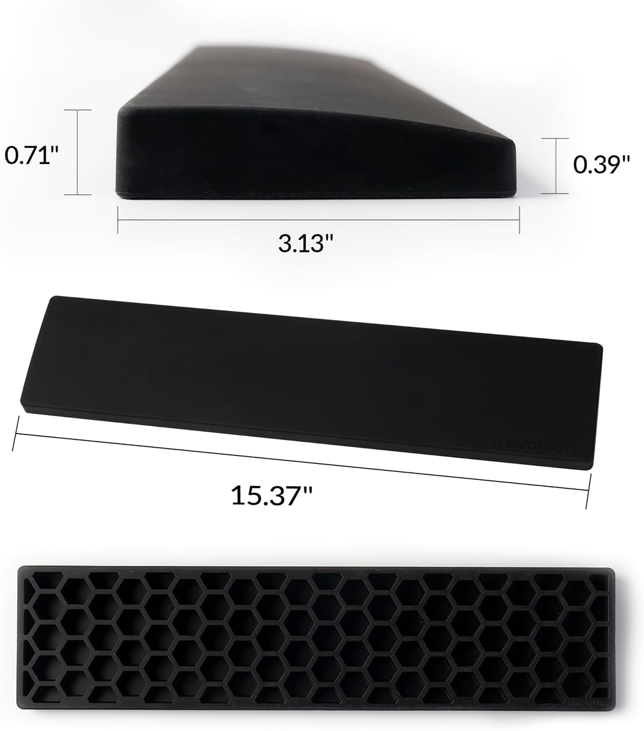 Ergonomic Silicone Wrist Rest for Keychron K4 Pro / K4 Max / Q5 / V5 / V5 Max,15.37" Honeycomb Non-Slip Palm Rest, 96% Full-Sized Mechanical Keyboards Support with Typing Pain Relief
