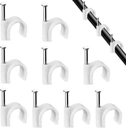 Abnii Cable Clips, 400 Pcs, 4mm 6mm 8mm 10mm, Wire Wall Clips with Steel Nails, Ethernet Cable Clips, Cable Tacks Coax Cable Clips, RG6 RG59 CAT6 RJ45 Cable Cord Clips, White…