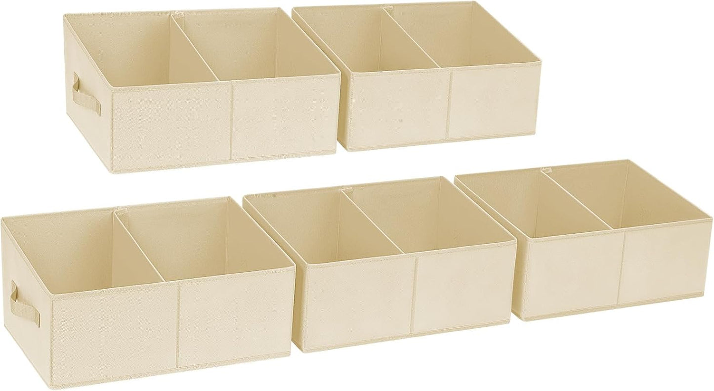 DIMJ Closet Storage Bins, 6 Pack Storage Baskets for Shelves, Foldable Closet Organizer with Handle, Linen Closet Organizers and Storage for Clothes, Toys, Towel, Books (Black)