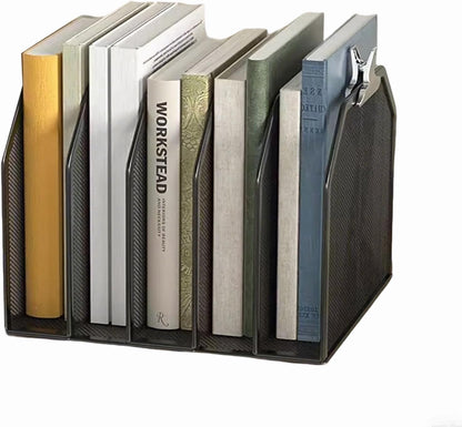 5 Vertical Desk Mail Organizer, Metal Mesh Desktop File Organizer with 5 Vertical Slot - Black, Letter Organizer Rack for Letters, Postcards, Stationery