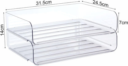 2 Pack Stackable Desk Letter Paper Tray, A4 Clear Plastic Desk File Organizer Letter Tray, Desktop File Paper Organizer with Anti-Skid Design for Office Desktop