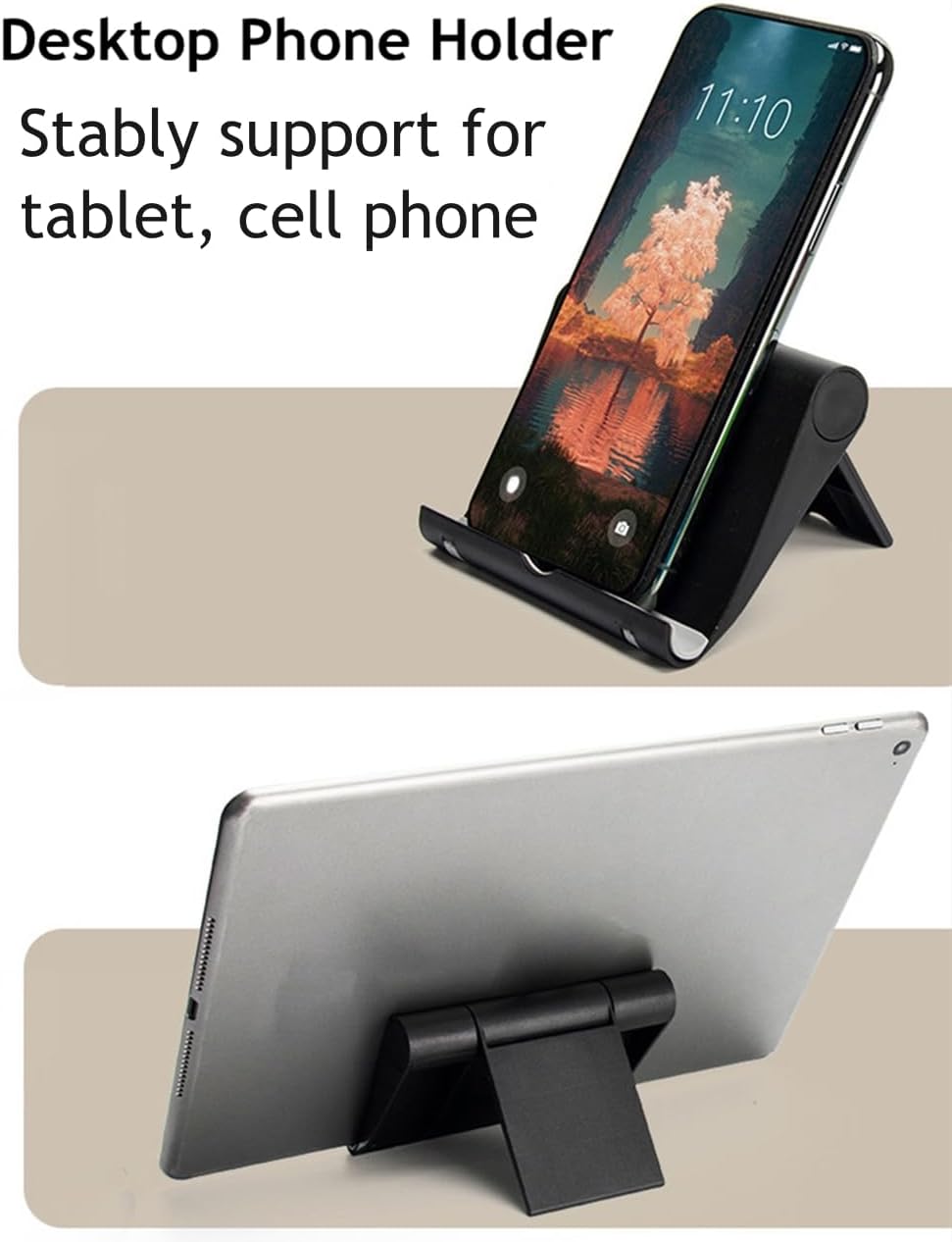 Cell Phone Stand for Desk Foldable Cell Phone Holder Desk Tablet Holder Mobile Phone Dock, Multi-Angle Universal Adjustable Tablet Dock Compatible with Most Cell Phones (White)