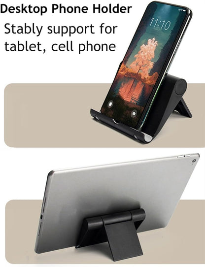 Cell Phone Stand for Desk Foldable Cell Phone Holder Desk Tablet Holder Mobile Phone Dock, Multi-Angle Universal Adjustable Tablet Dock Compatible with Most Cell Phones (White)