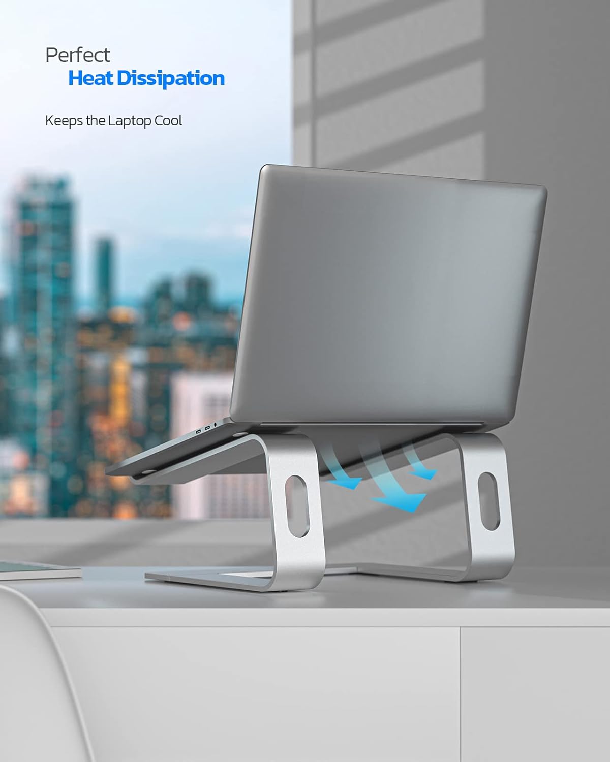 Nulaxy Laptop Stand, Ergonomic Aluminum Laptop Computer Stand, Detachable Laptop Riser Notebook Holder Stand Compatible with MacBook Air Pro, Dell XPS, HP, Lenovo More 10-16” Laptops - Rose Gold