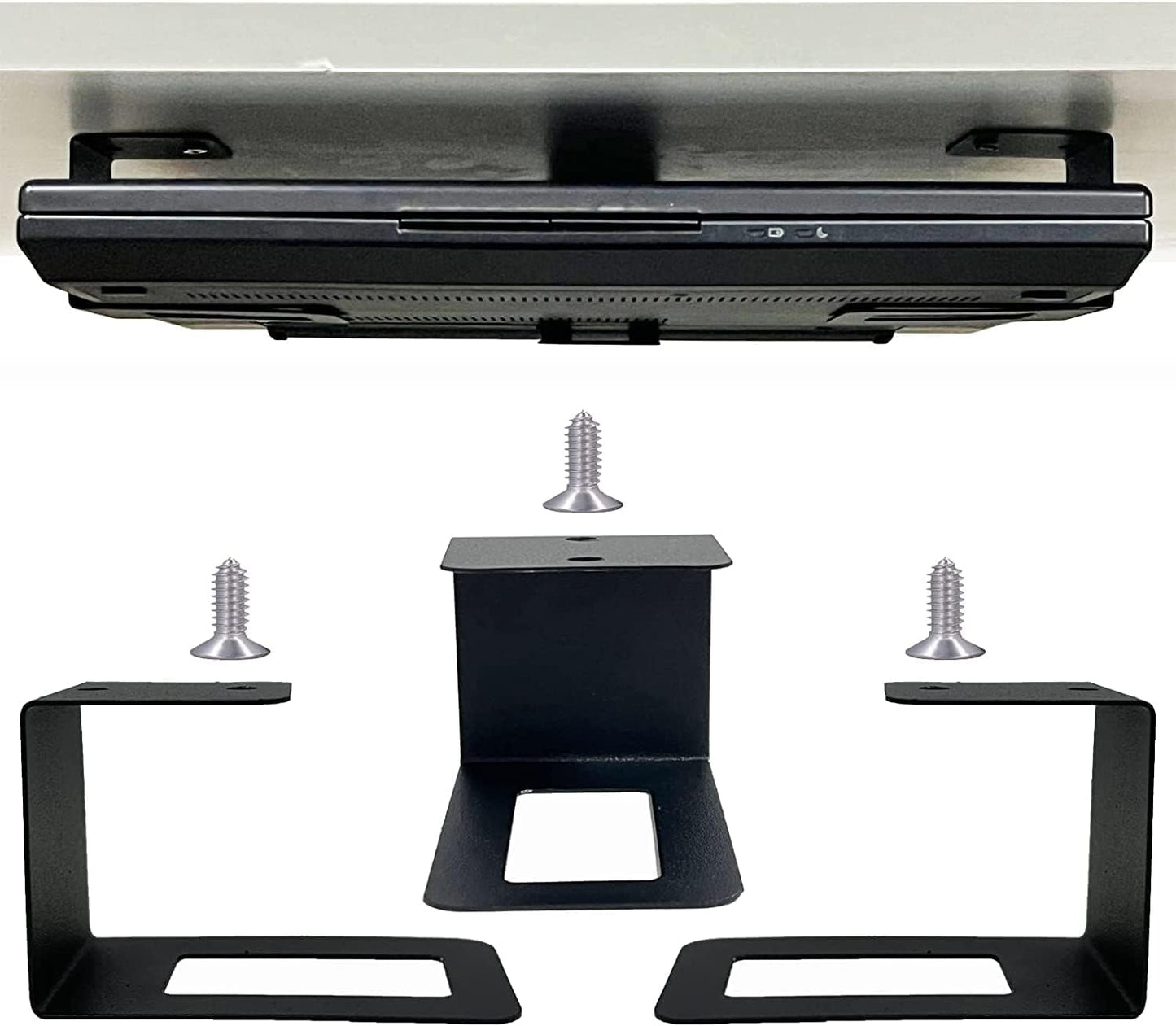 AUXPhome (3) Laptop Holder Under Desk Laptop Mount Organizer Rack Storage Shelf, Add On Under Table Laptops, Keyboard, Routers, Modems, Cable Box, Network Switch & More, Desk Accessories