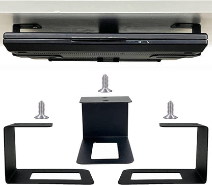 AUXPhome (3) Laptop Holder Under Desk Laptop Mount Organizer Rack Storage Shelf, Add On Under Table Laptops, Keyboard, Routers, Modems, Cable Box, Network Switch & More, Desk Accessories