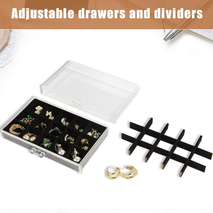 GUOER 5 Drawers Clear Jewelry Box for Women and Girls, Acrylic Earring Holder Organizer Ring Holder Display Storage, Mother's Day Warm White