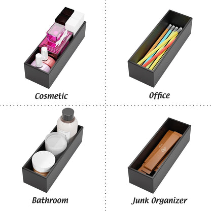 Black Bamboo Drawer Organizer - Silverware&Utensil Holder Organizer for Kitchen Drawers, Multi-Use Drawer Dividers Boxes for Bathroom Counter，Cabinet, Garage, Office Desk, Makeup, Jewelry (12"3"2.5")