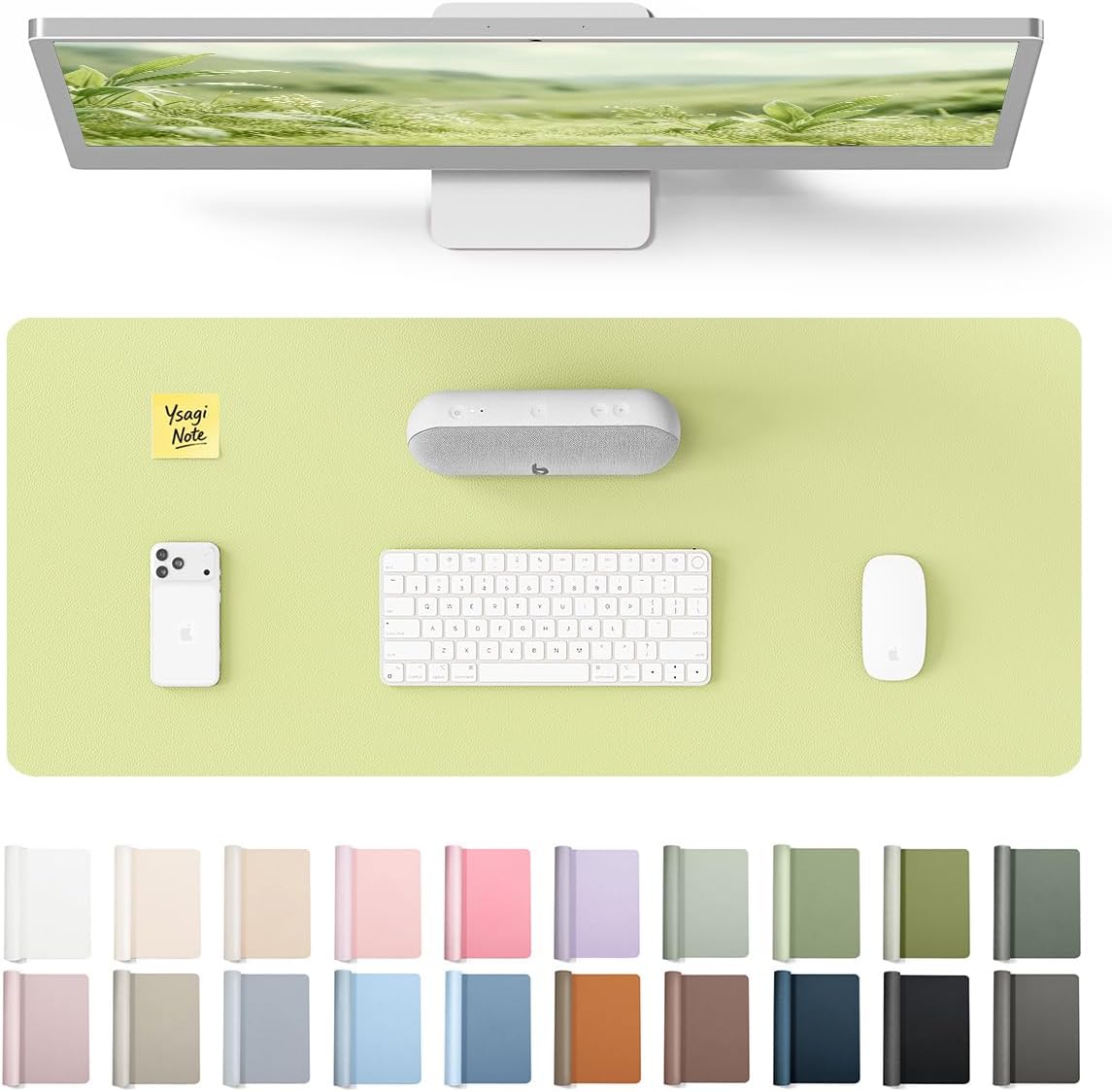 YSAGi Leather Desk Protector, Office Mat, Large Mouse Mat, Non-Slip PU Leather Blotter, Laptop Pad, Waterproof Writing Pad for Office and Home (Light Pink, 23.6" x 13.8") - Colors A