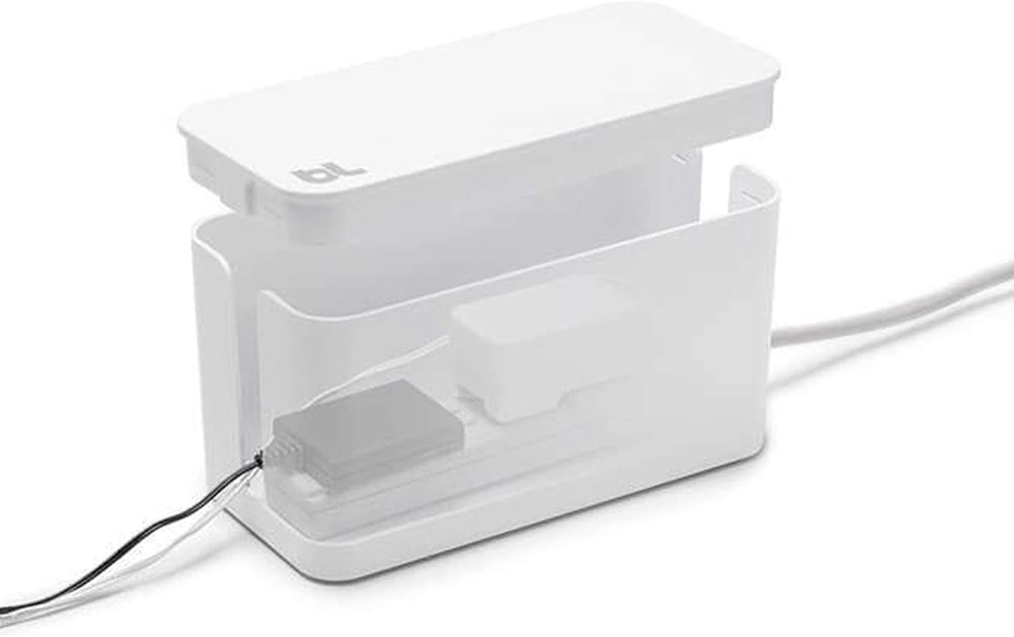 Bluelounge CableBox Mini Cable Management with Small Surge Protector, Black (CBM-BL)