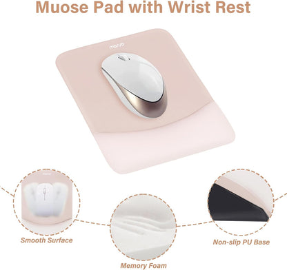 MOSISO Wrist Rest Support for Mouse Pad&Keyboard Set, Rectangular Ergonomic Mousepad Non-Slip Base Home/Office Pain Relief&Easy Typing Pad with Neoprene Cloth&Raised Silicone Lining, Green