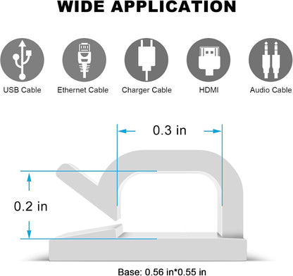 120 PCS Cable Clips, Adhesive Cord Clips for Wires on Wall, Strong Wire Clips Holders Cord Organizer for Cable Management, Christmas Lights, USB, Phone Charger, Cat 6, Car Dash Cam (Small, Black)
