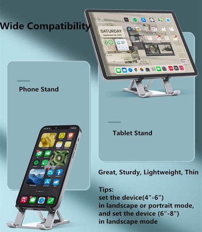 Cell Phone Stand, Fully Adjustable Foldable Desktop Phone Holder for Desk, Thick Case Friendly, Compatible with All Phones (A-Black)