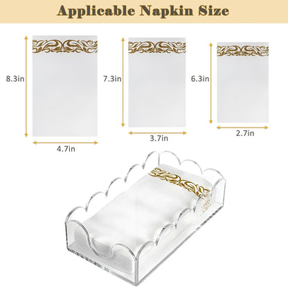 Acrylic Napkin Holder, Clear Guest Towel Holder Tray for Bathroom Kitchen - Disposable Paper Hand Towel Organizer for Hotel Restaurant Dining Table Party (9"x5.1"x2.4")
