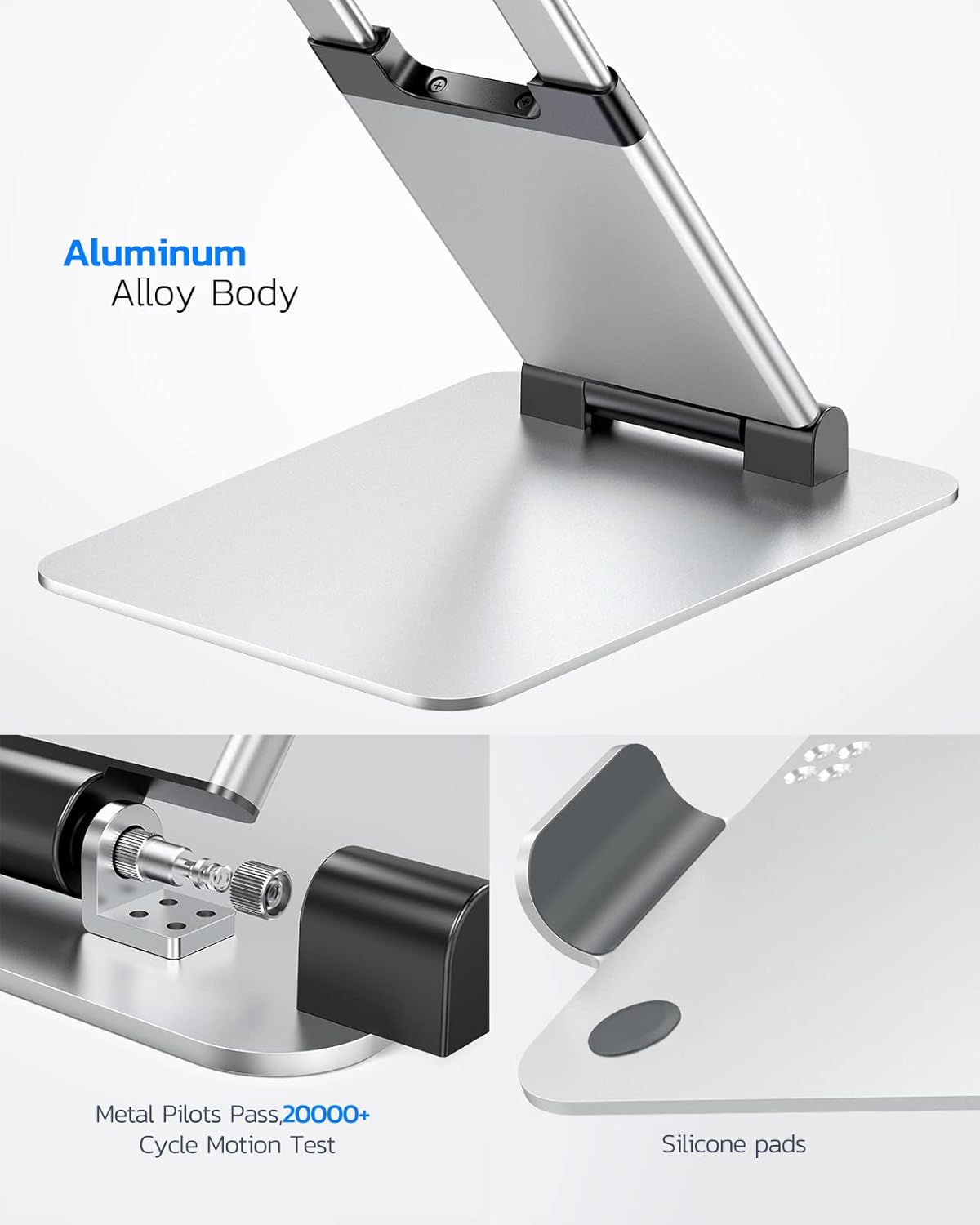 Nulaxy Height Adjustable Laptop Stand for Desk, Dual Foldable Aluminum Computer Riser, Pull Out Design Ergonomic Sit to Notebook Holder Convertor, Compatible with All 10-17" Laptops, Tablets, Gray