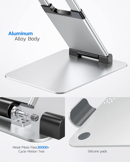 Nulaxy Height Adjustable Laptop Stand for Desk, Dual Foldable Aluminum Computer Riser, Pull Out Design Ergonomic Sit to Notebook Holder Convertor, Compatible with All 10-17" Laptops, Tablets, Gray